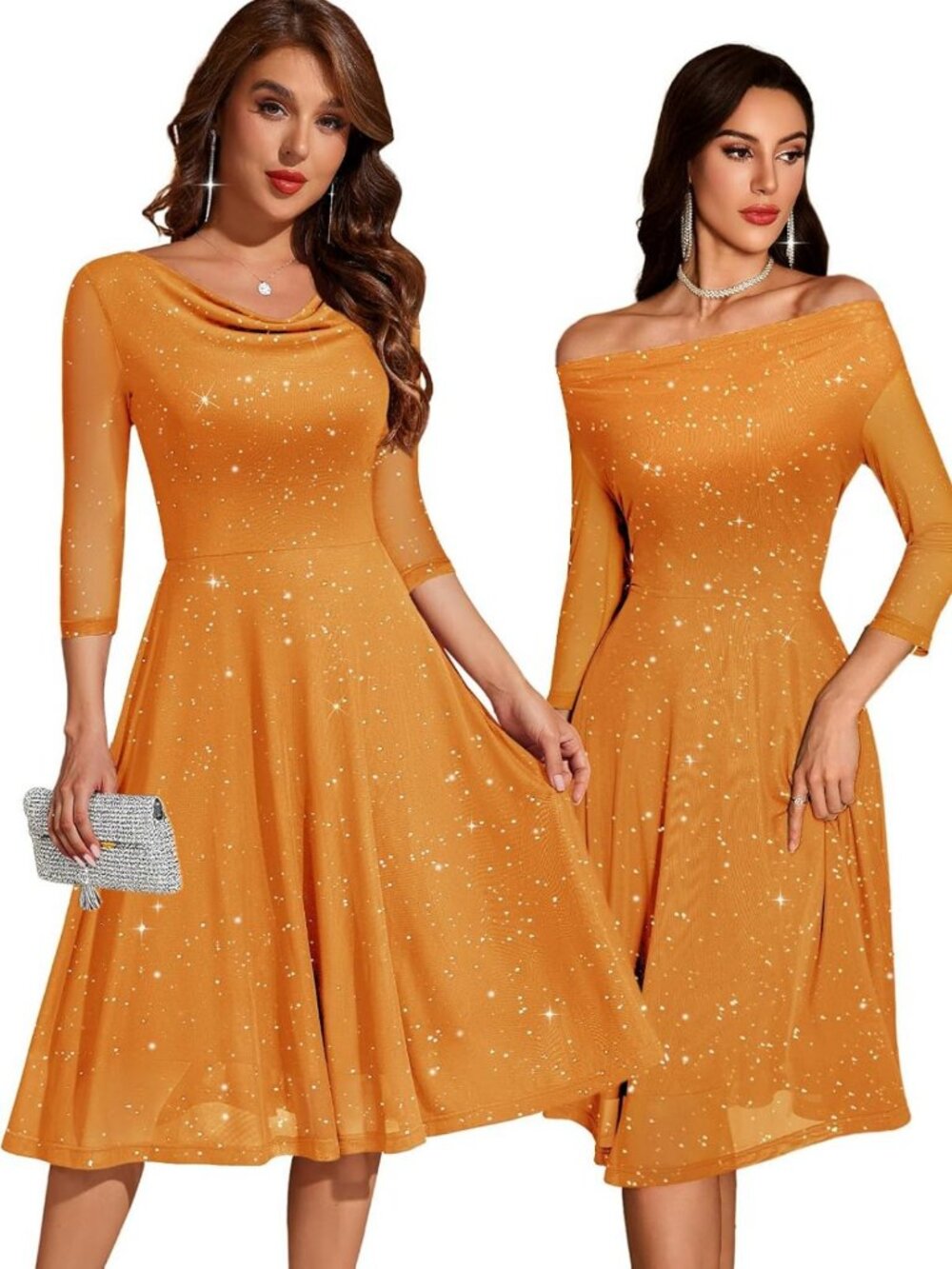 Sparkly Sequin Midi Dress for Women | Formal Wedding Guest Cocktail Dress